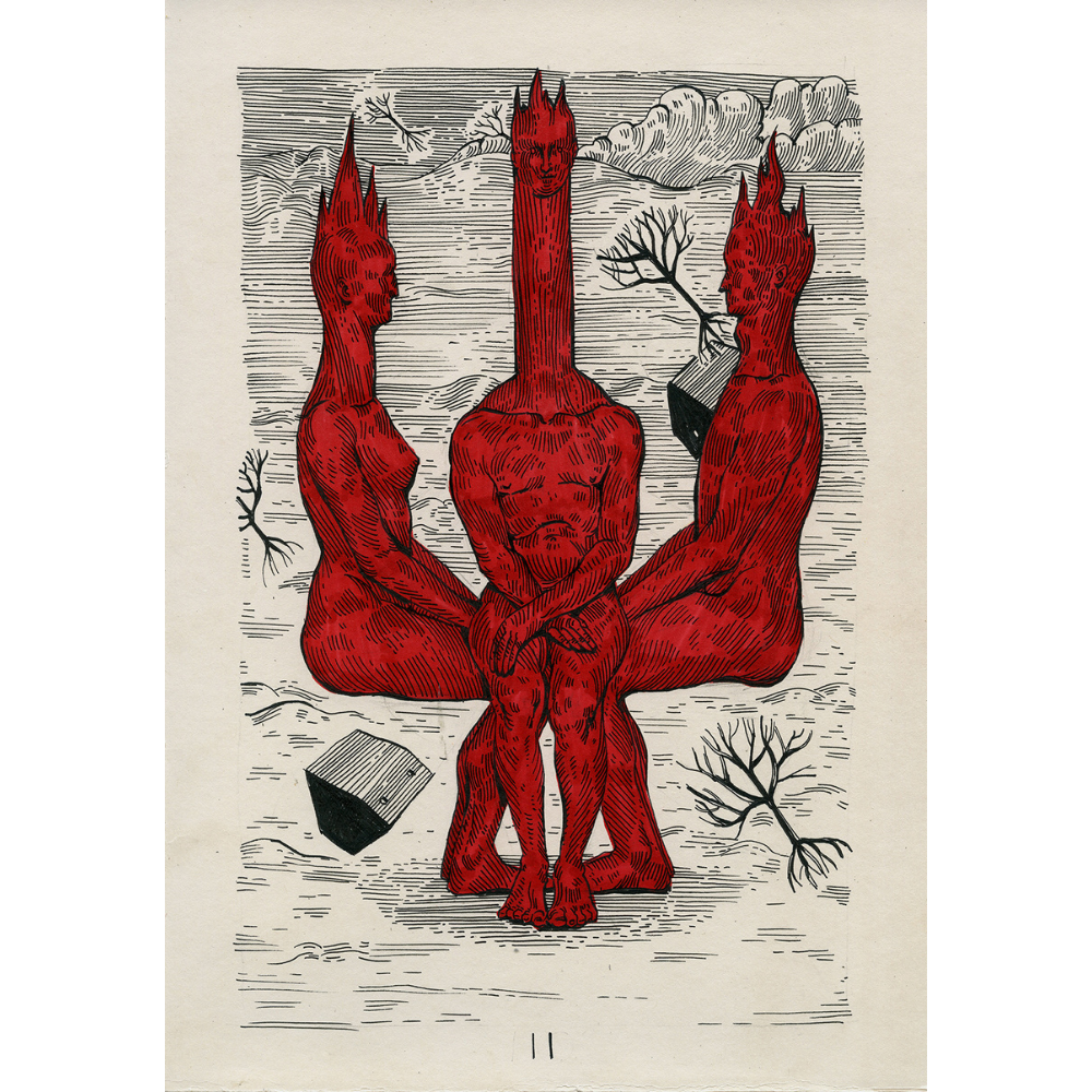 Red graphics by contemporary Ukrainian artist Ave Libertatemaveamor