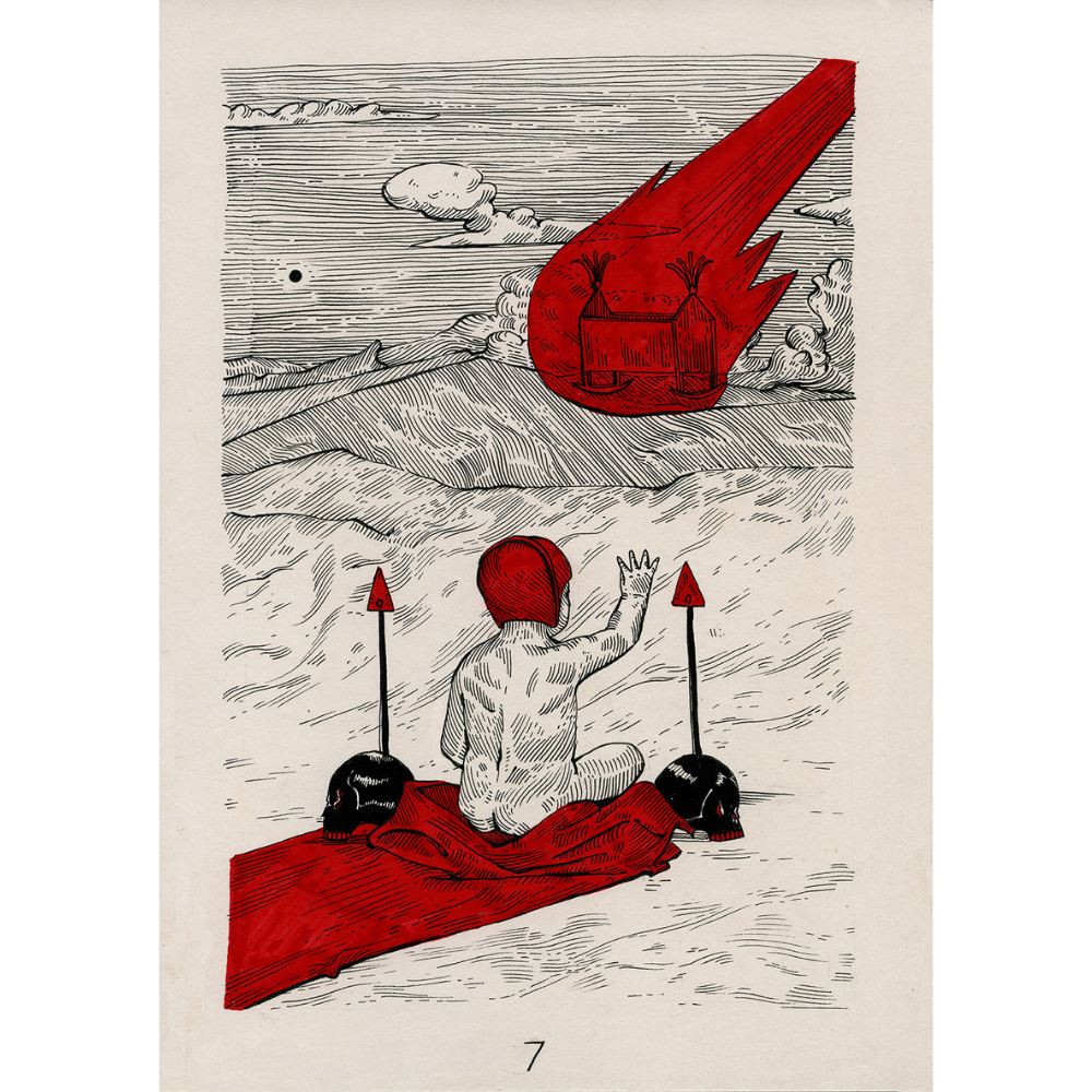 Red graphics by contemporary Ukrainian artist Ave Libertatemaveamor