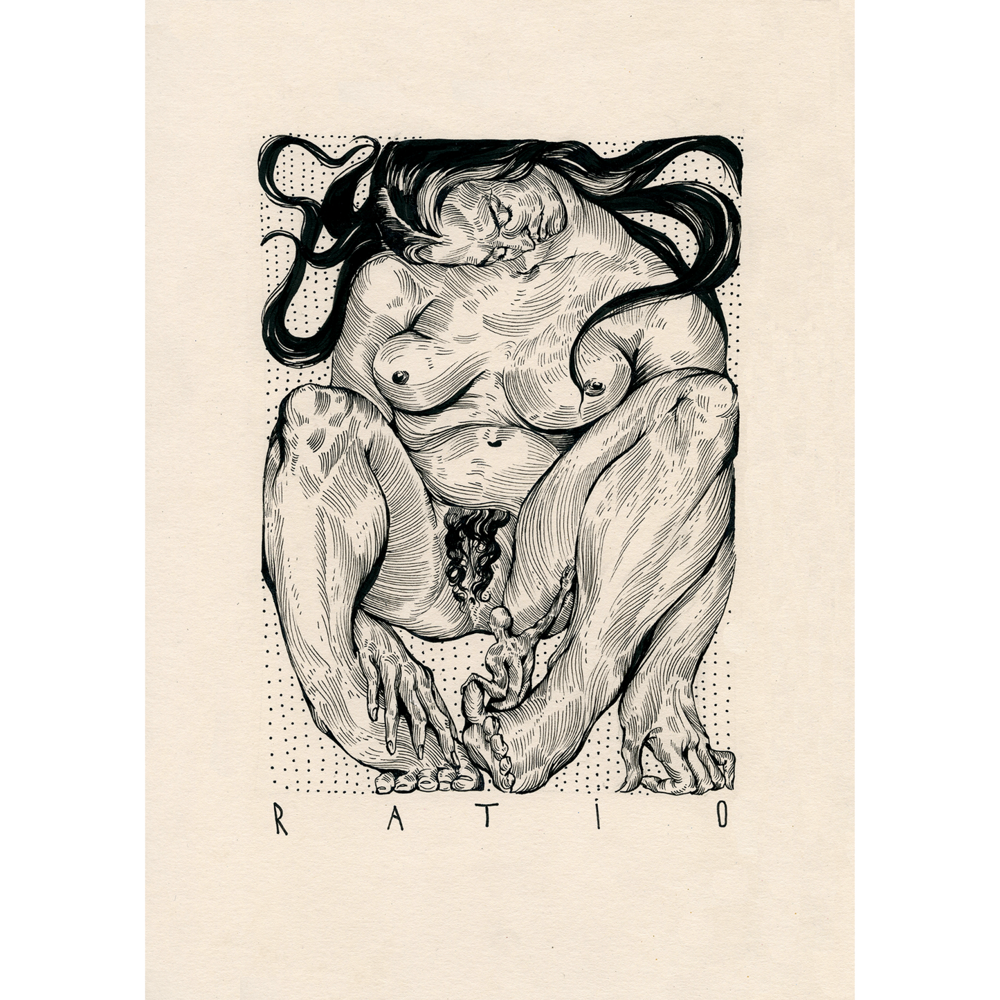 "Ratio", graphics of nude women by Contemporary Ukrainian artist Ave Libertatemiamor