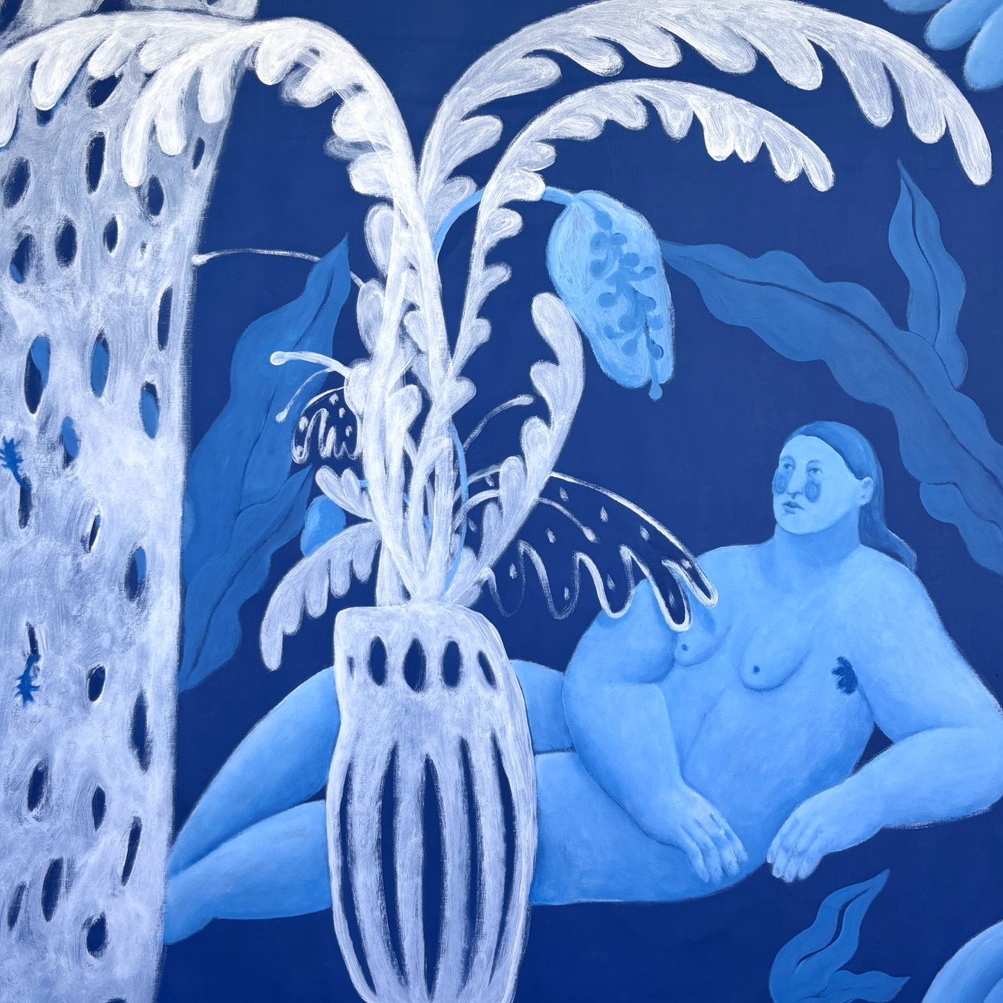A place in the garden, artwork by contemporary Ukrainian Artist Diana Ruban, closeup