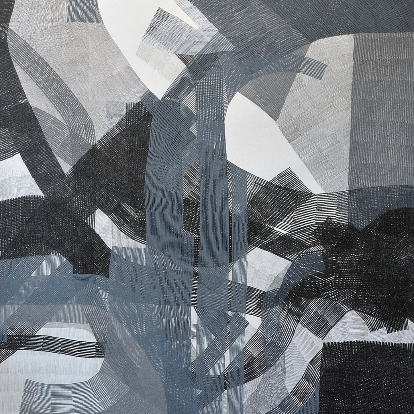 Black and White Metamorphoses, artwork by contemporary Olga Kopeleva, close up 1