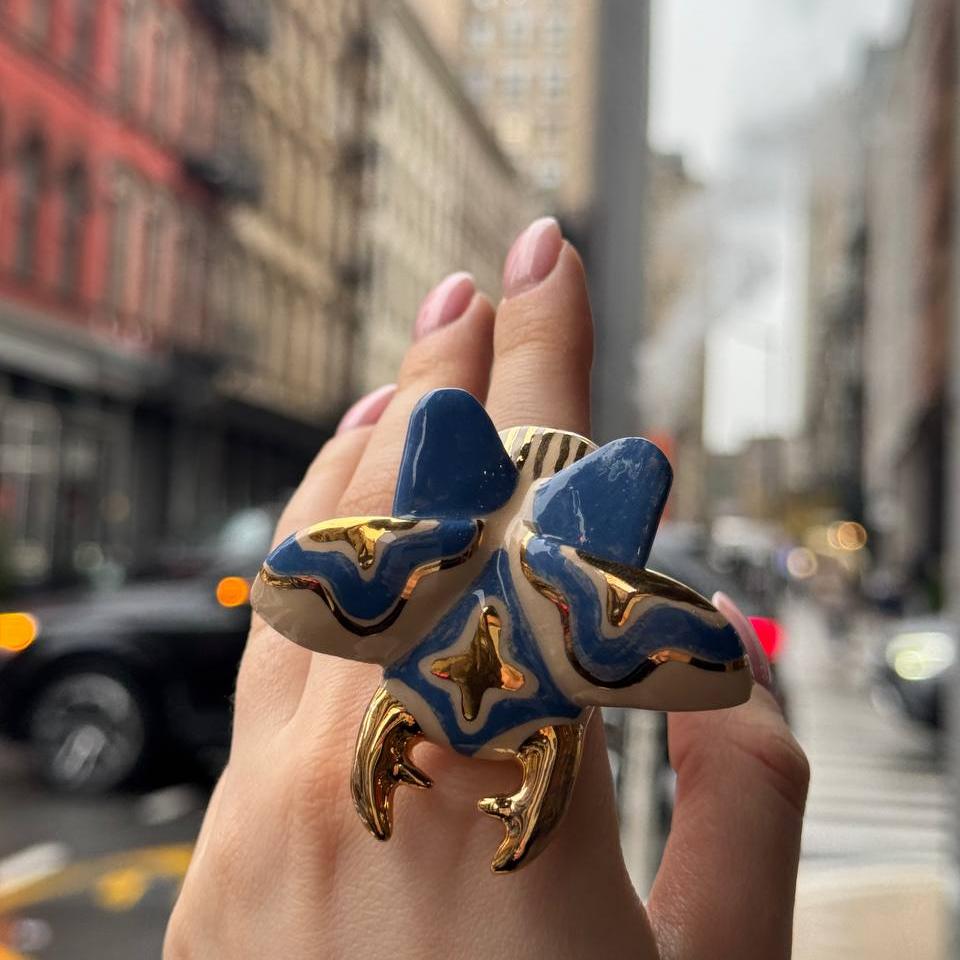 Stag Beetle ceramic ring by Yuliia Pylypchatina