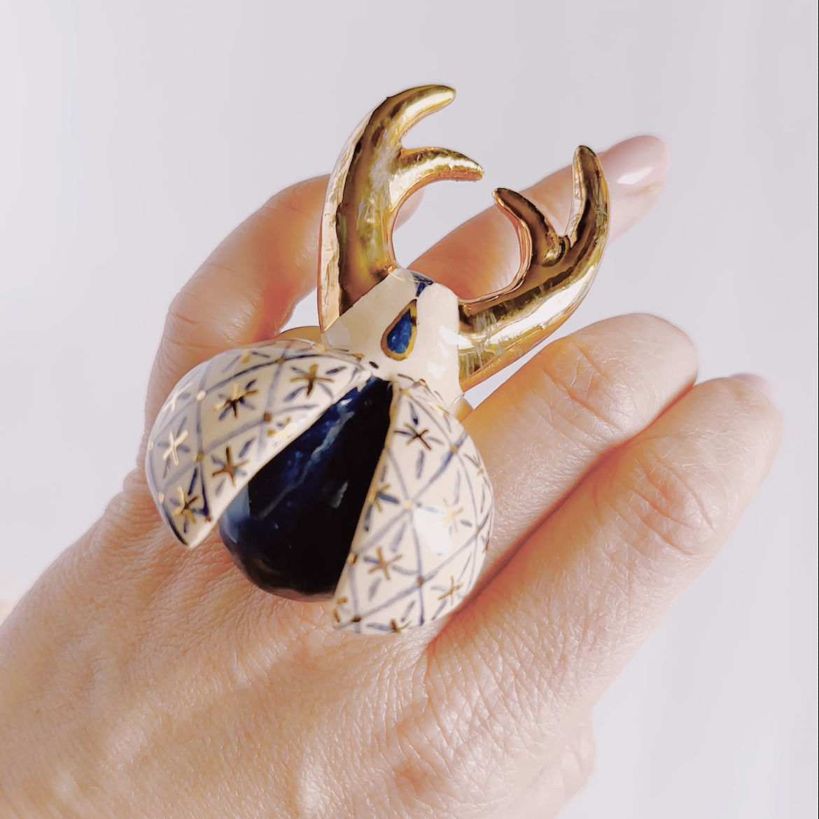 Bug, ceramic ring by Ukrainian artist Yuliia Pylypchatina