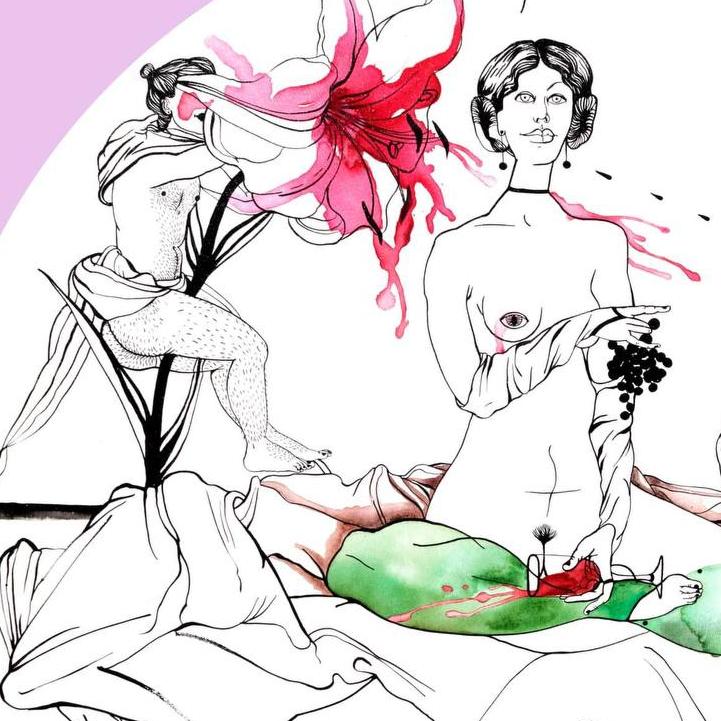 "Grapes Are Ready", artwork by contemporary Ukrainian artist Nina Murashkina, close-up