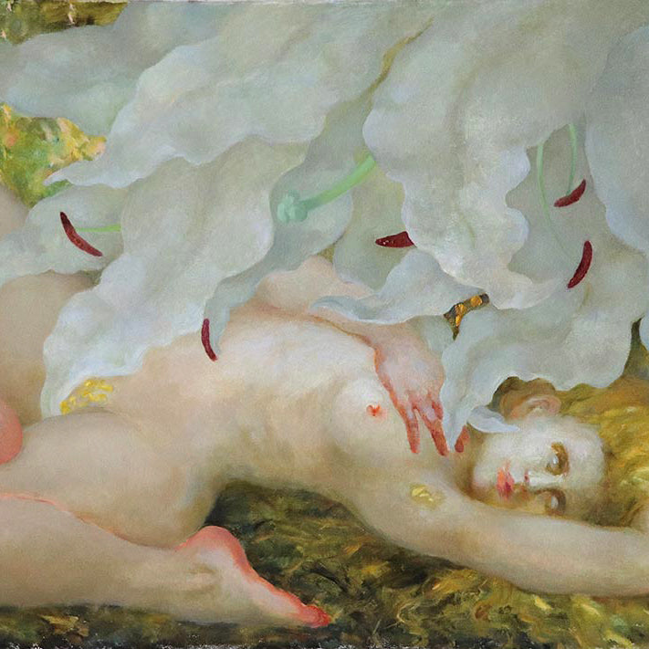 Leda, The violence of Purity by contemporary Ukrainian artist Alice Konokhova, closeup 1