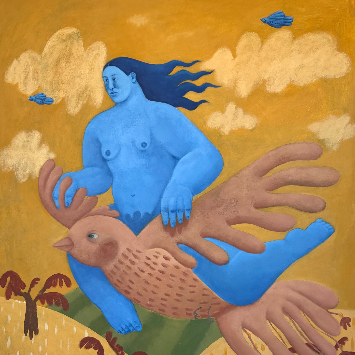 My bird, artwork by contemporary Ukrainian Artist Diana Ruban, closeup
