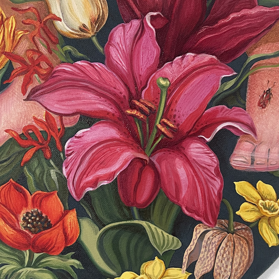 Pink Tights by contemporary Ukrainian artist Maria Borysova, close up