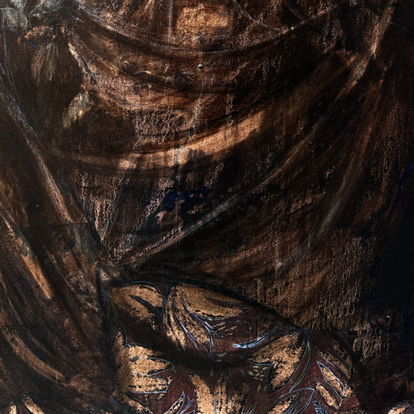 "Protected", artwork close up by contemporary Ukrainian artist Tata Kolesnik