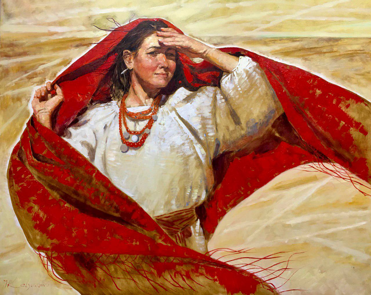 Artwork "Red Bird" by contemporary Ukrainian artist Iryna Kalyuzhna