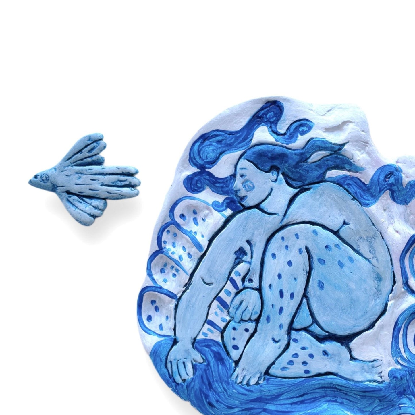 Wind and Bird, artwork by contemporary Ukrainian Artist Diana Ruban, closeup