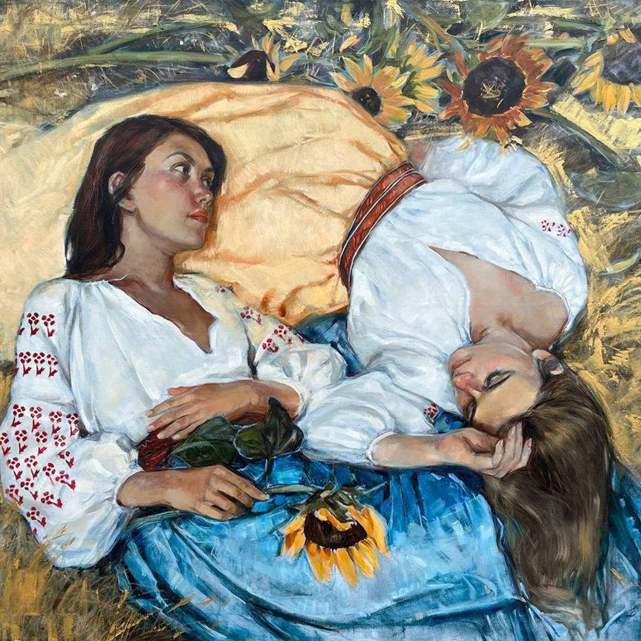 Iryna Kalyuzhna Yellow Flowers Symbolic Ukrainian Fine Art Rukh 
