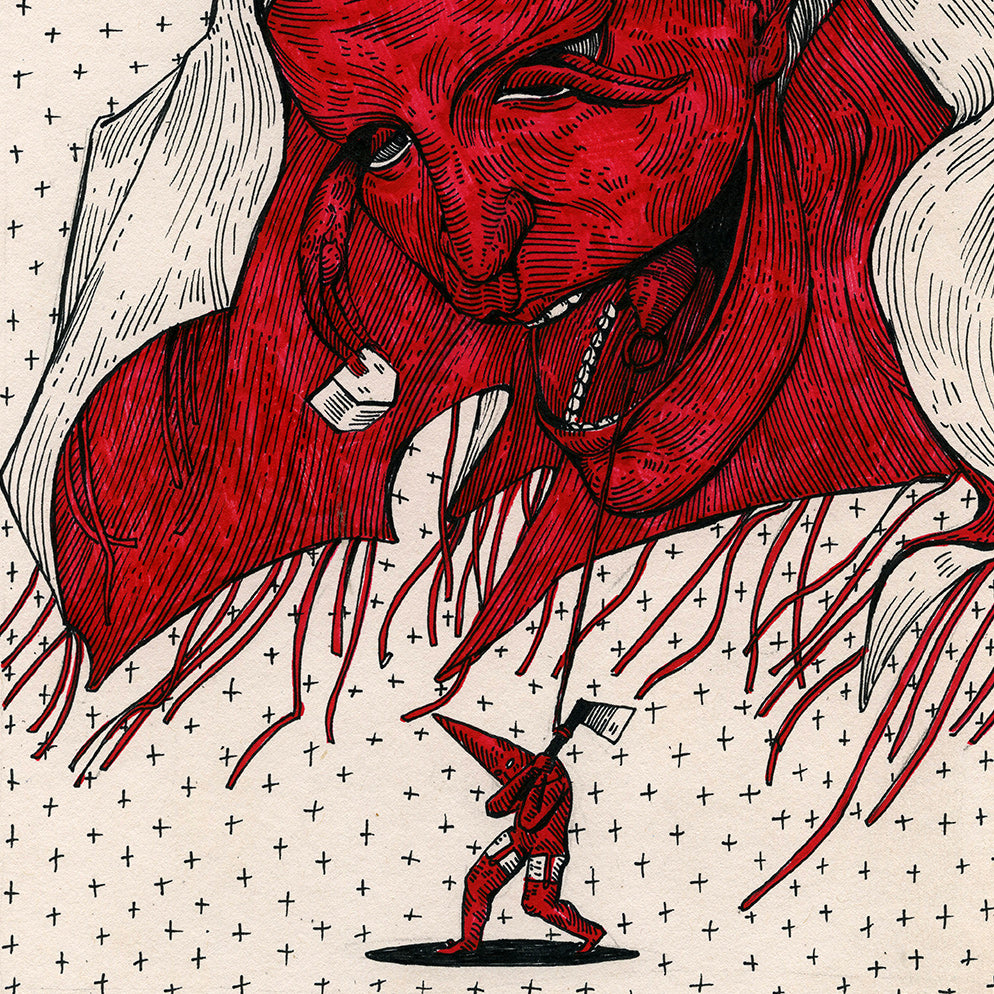 Blood series graphics by contemporary Ukrainian artist Ave Libertatemaveamor, closeup