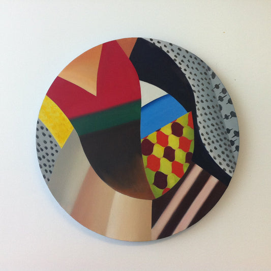 Circular artwork with geometric patterns on a white background