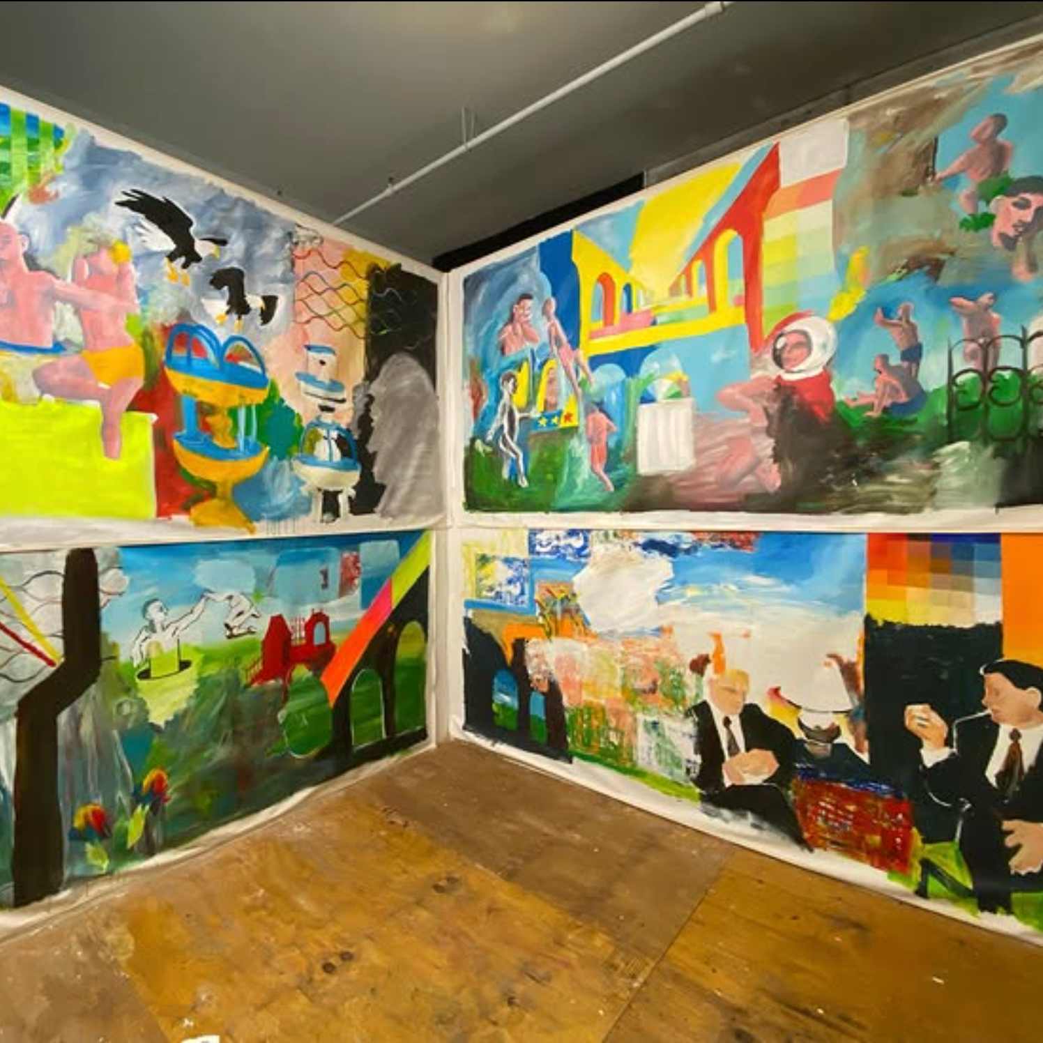 New York Studio with colorful paintings on the walls