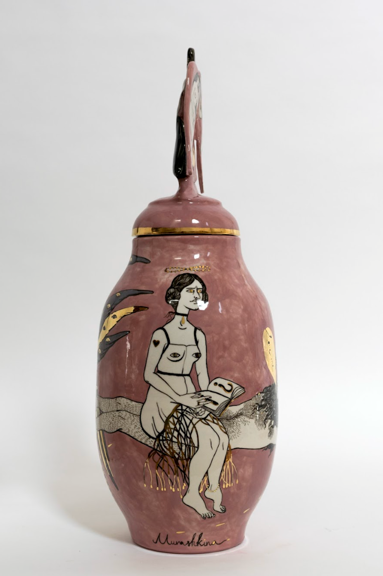 Vase "Angel in black",  by contemporary Ukrainian artist Nina Murashkina, 2