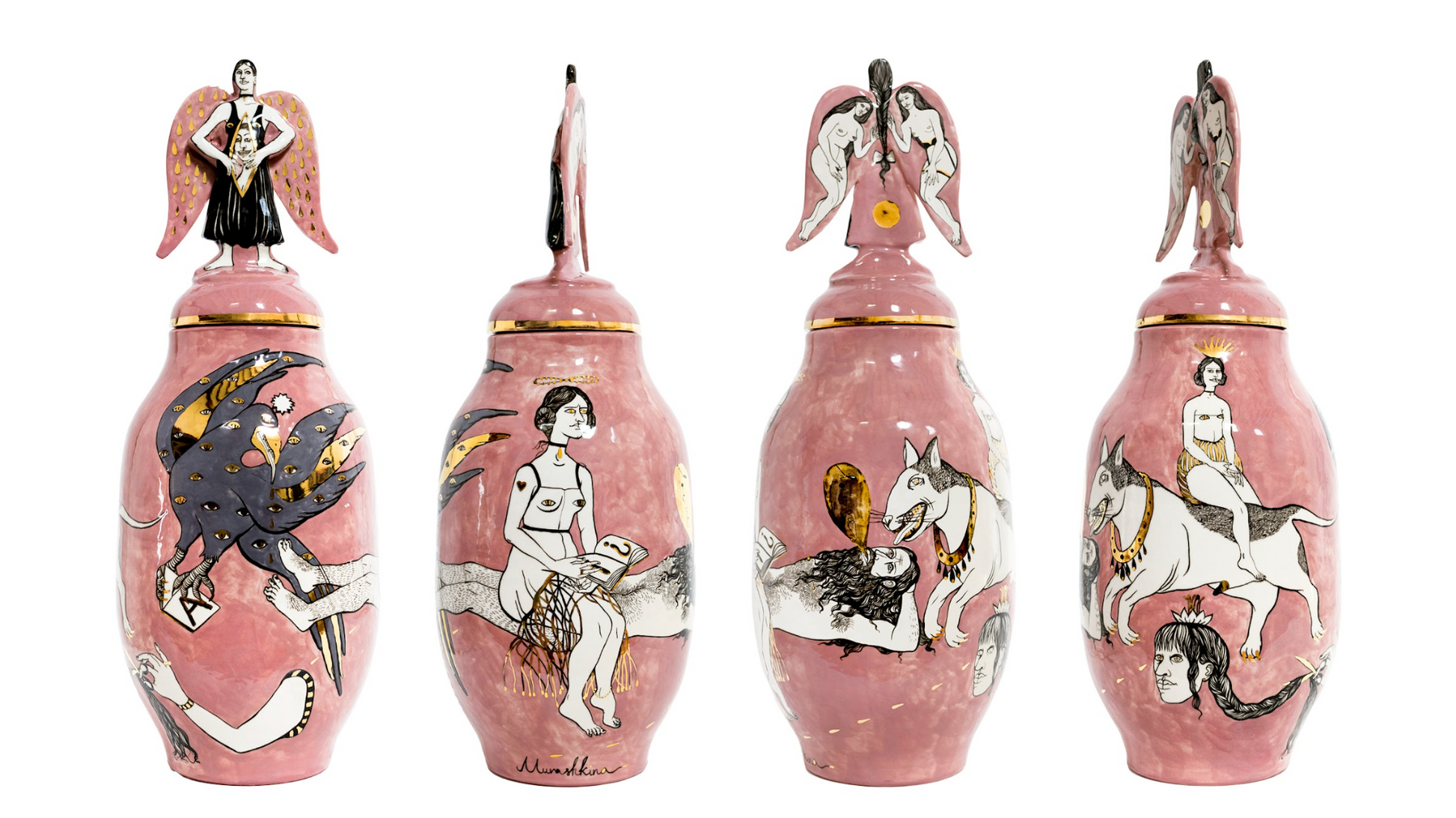 Vase "Angel in black",  by contemporary Ukrainian artist Nina Murashkina, all