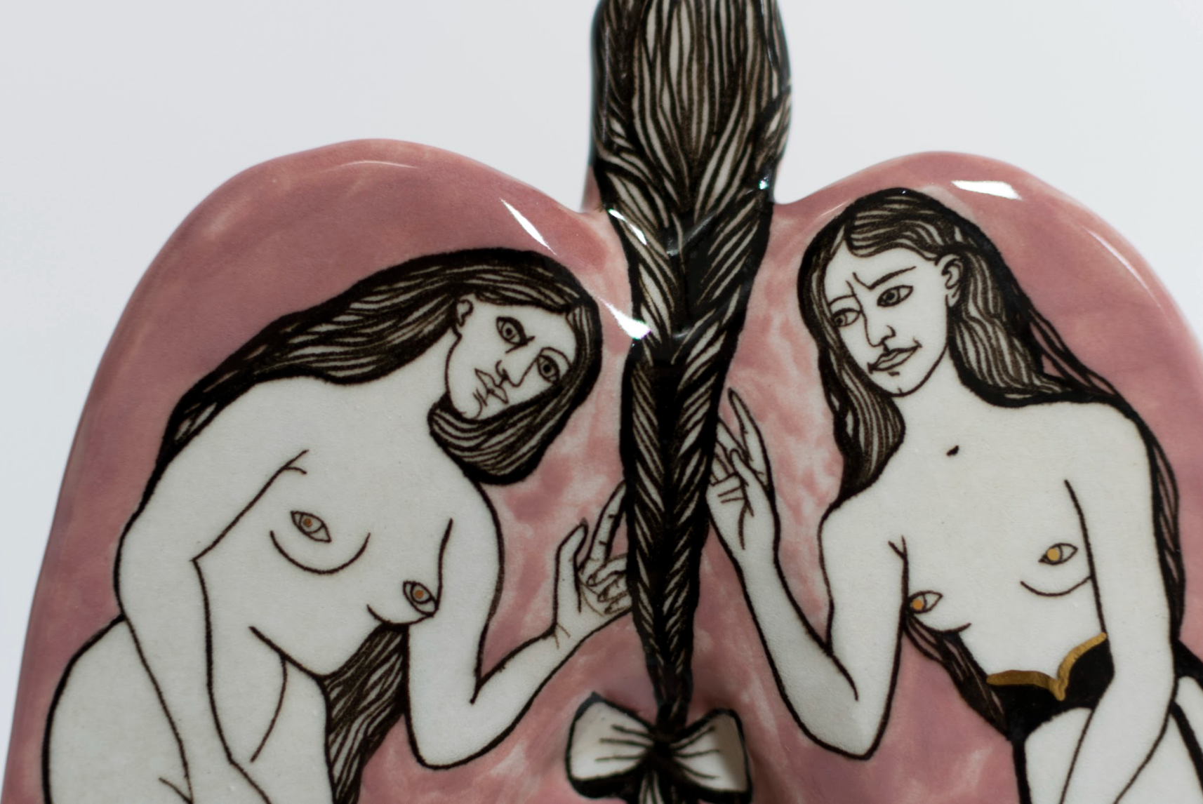 Vase "Angel in black",  by contemporary Ukrainian artist Nina Murashkina, close-up 1