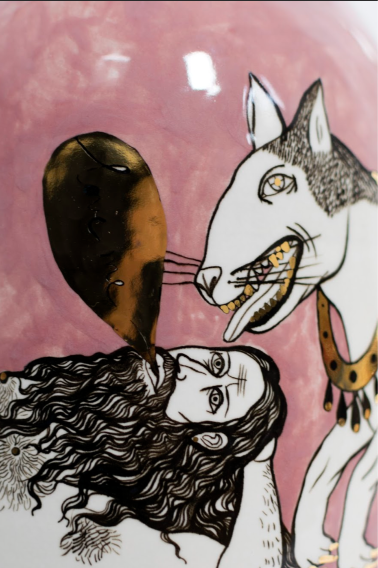 Vase "Angel in black",  by contemporary Ukrainian artist Nina Murashkina, close-up 3