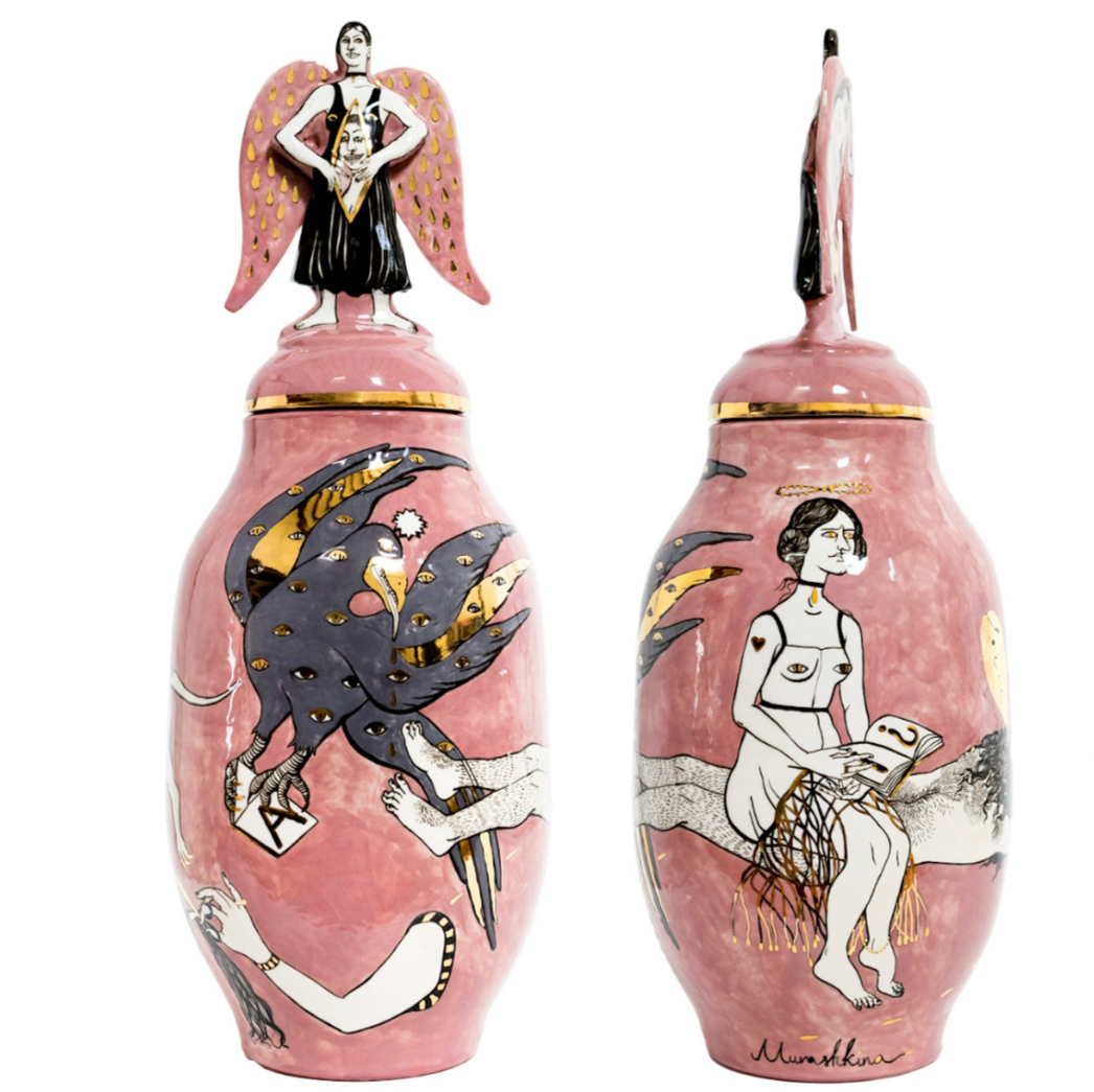 Vase "Angel in black",  by contemporary Ukrainian artist Nina Murashkina