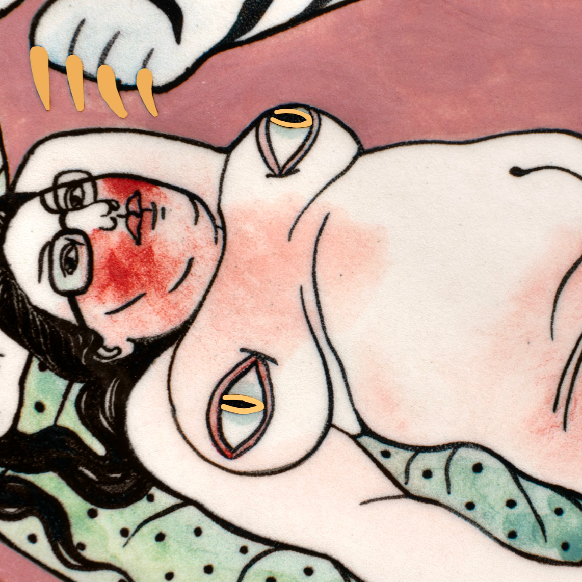 Blue Tiger, Ceramic Plate by contemporary Ukrainian artist Nina Murashkina, close-up