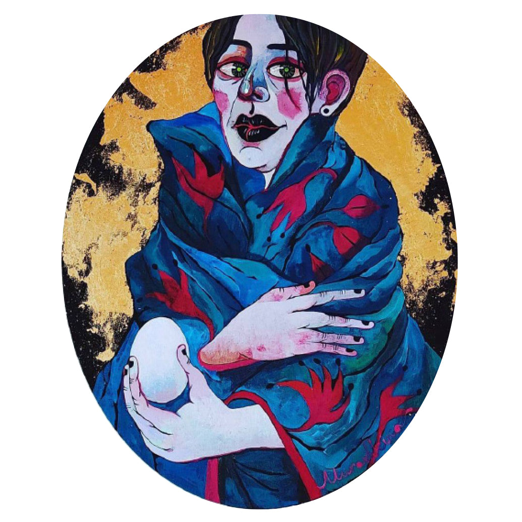 Boy with an egg by contemporary Ukrainian artist Nina Murashkina