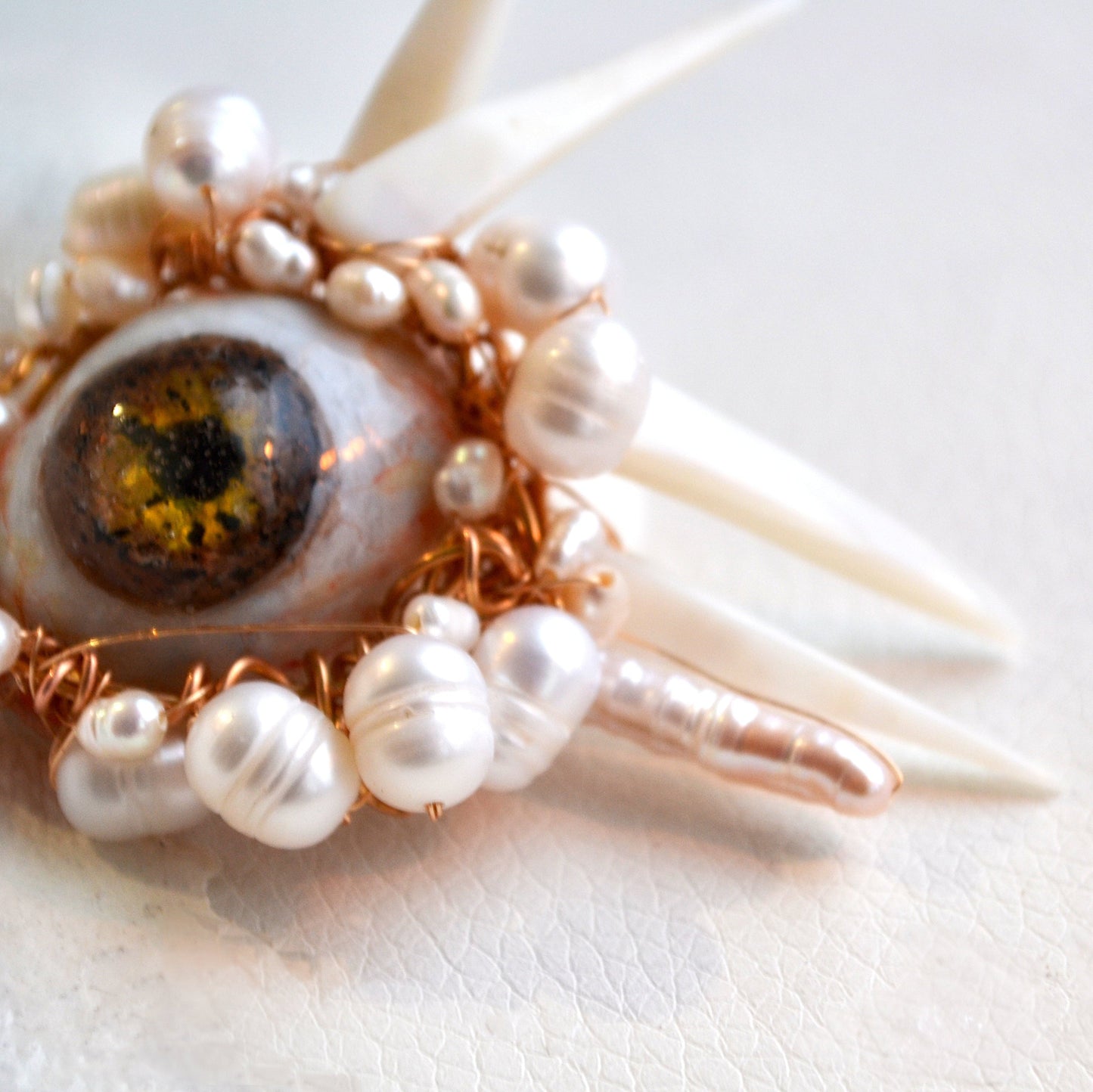Brooch by contemporary artist polina verbytskaya close up