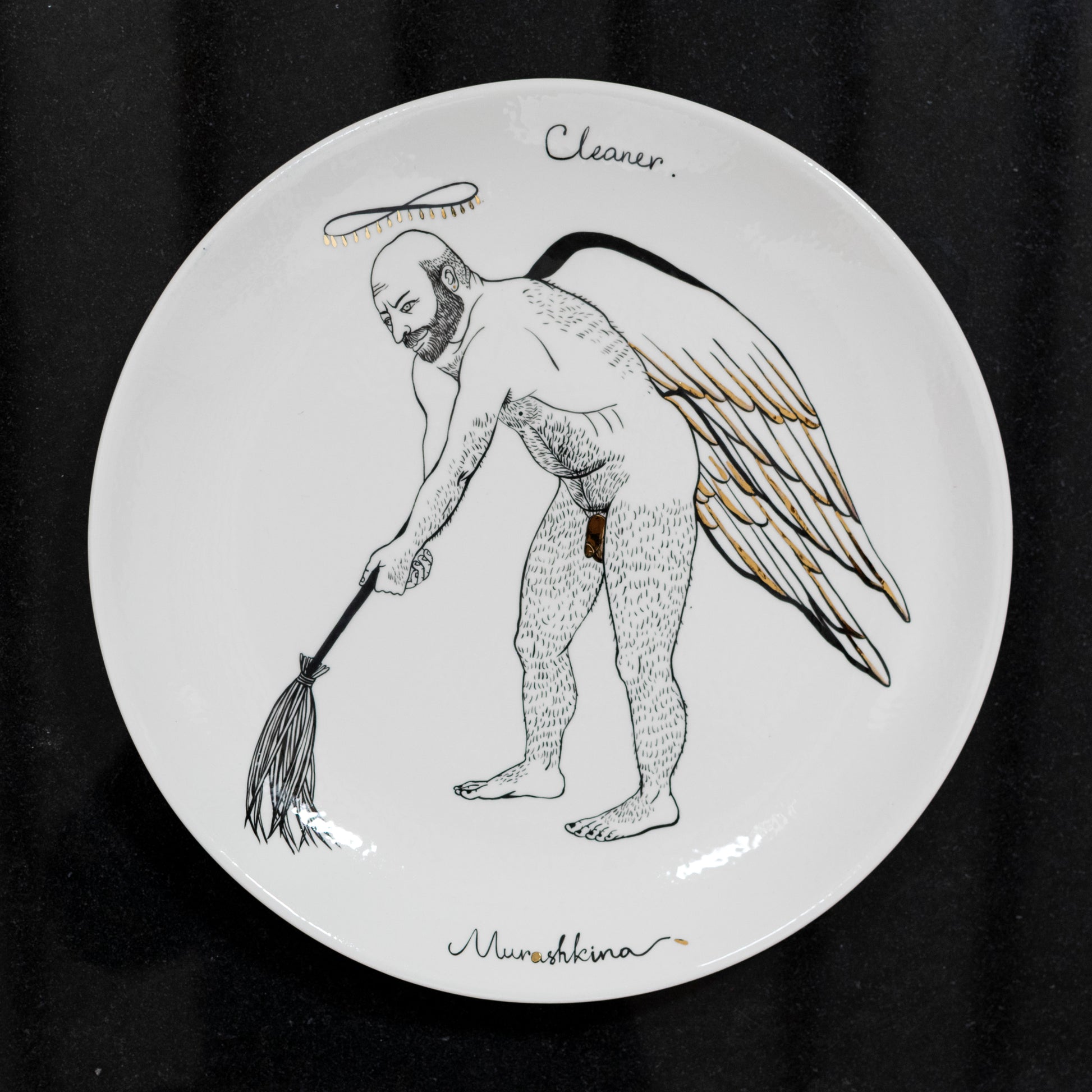 Cleaner Ceramic Plate by contemporary Ukrainian artist Nina Murashkina