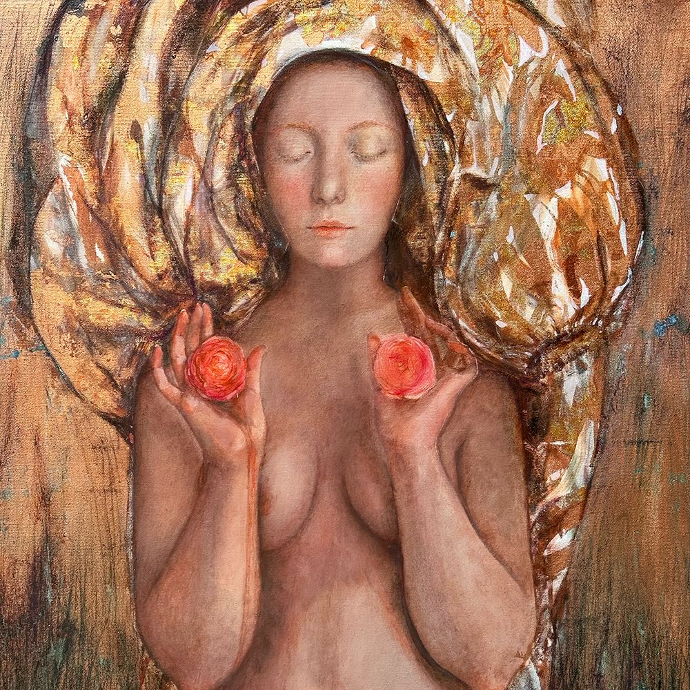 Decision to Bloom, artwork close up by contemporary Ukrainian artist Tata Kolesnik