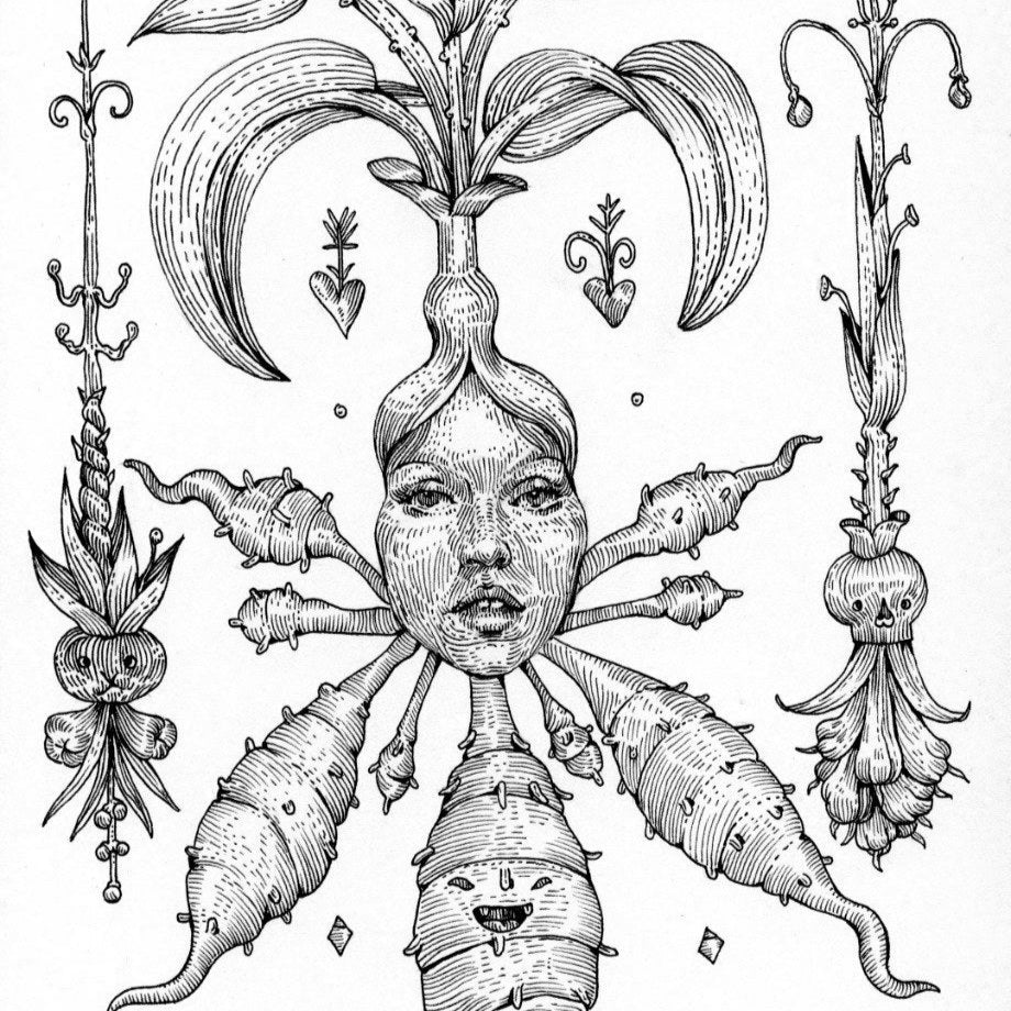 Flores II, Rivers of Shadows series, graphics by contemporary ukrainian artist Ave Libertatemaveamor, closeup 1