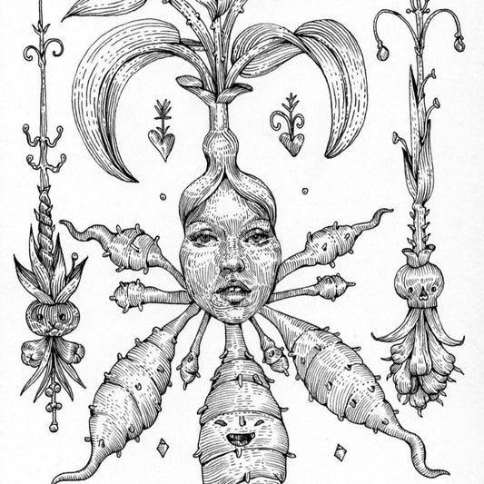 Flores II, Rivers of Shadows series, graphics by contemporary ukrainian artist Ave Libertatemaveamor, closeup 1