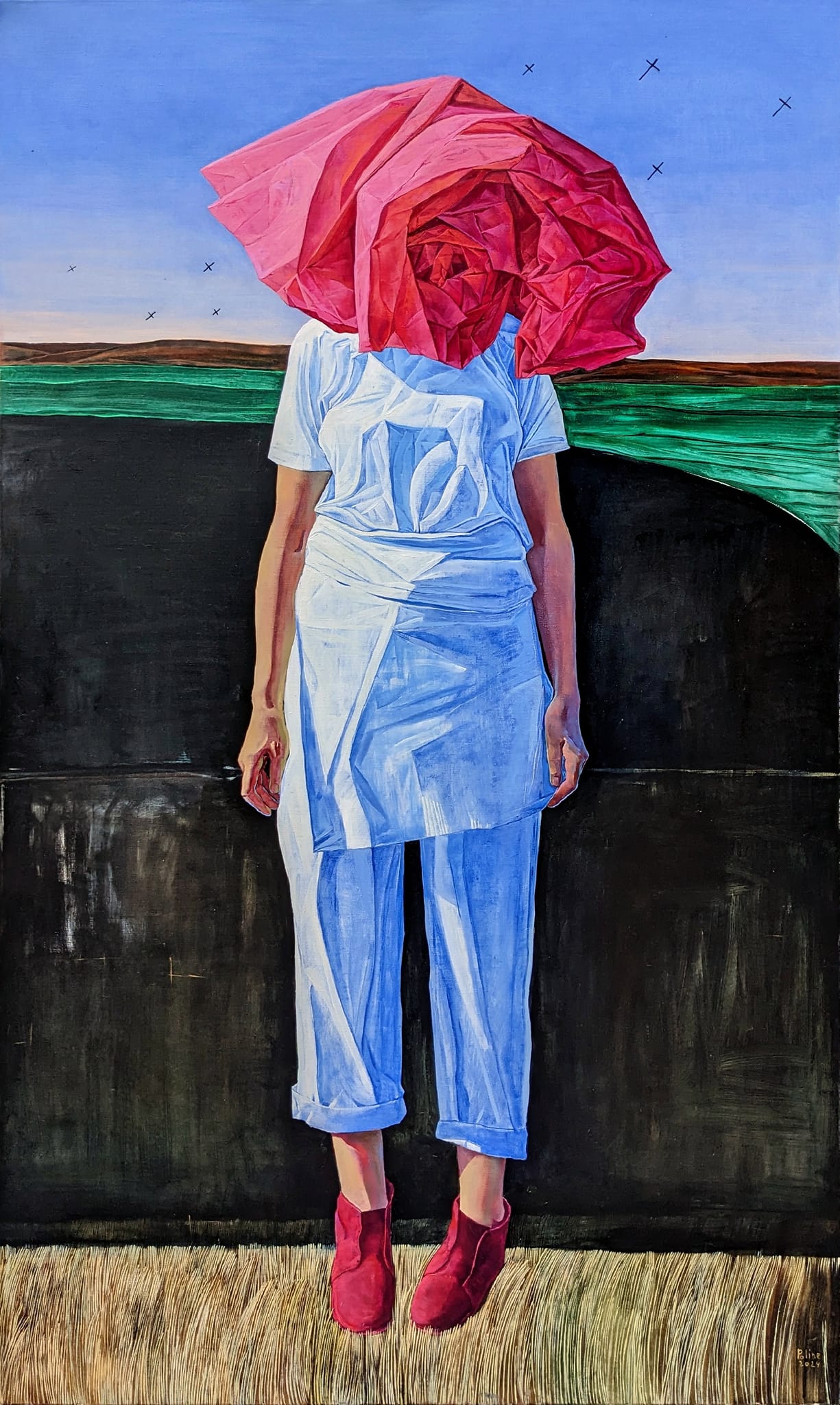 Flower-II-an artwork by contemporary Ukrainian artist Polina Kuznetsova, closeup