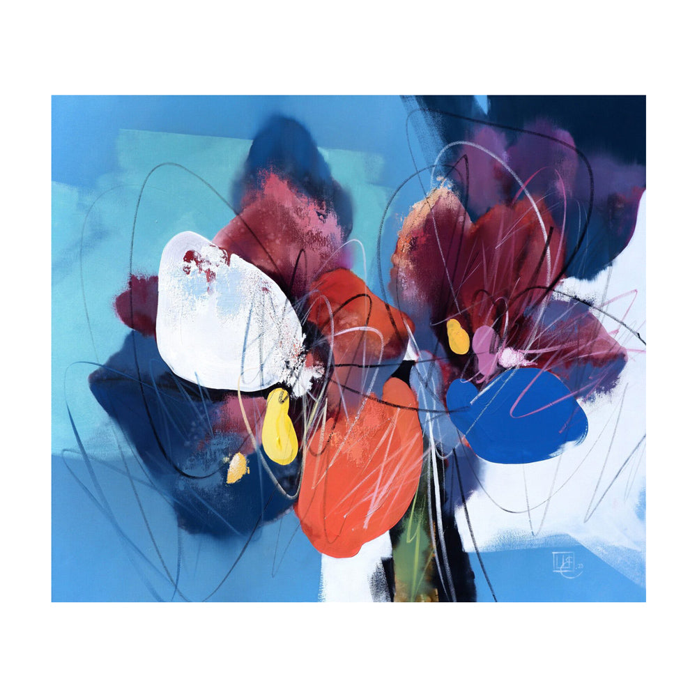 Flower on blue by Yevhenii Shapovalov