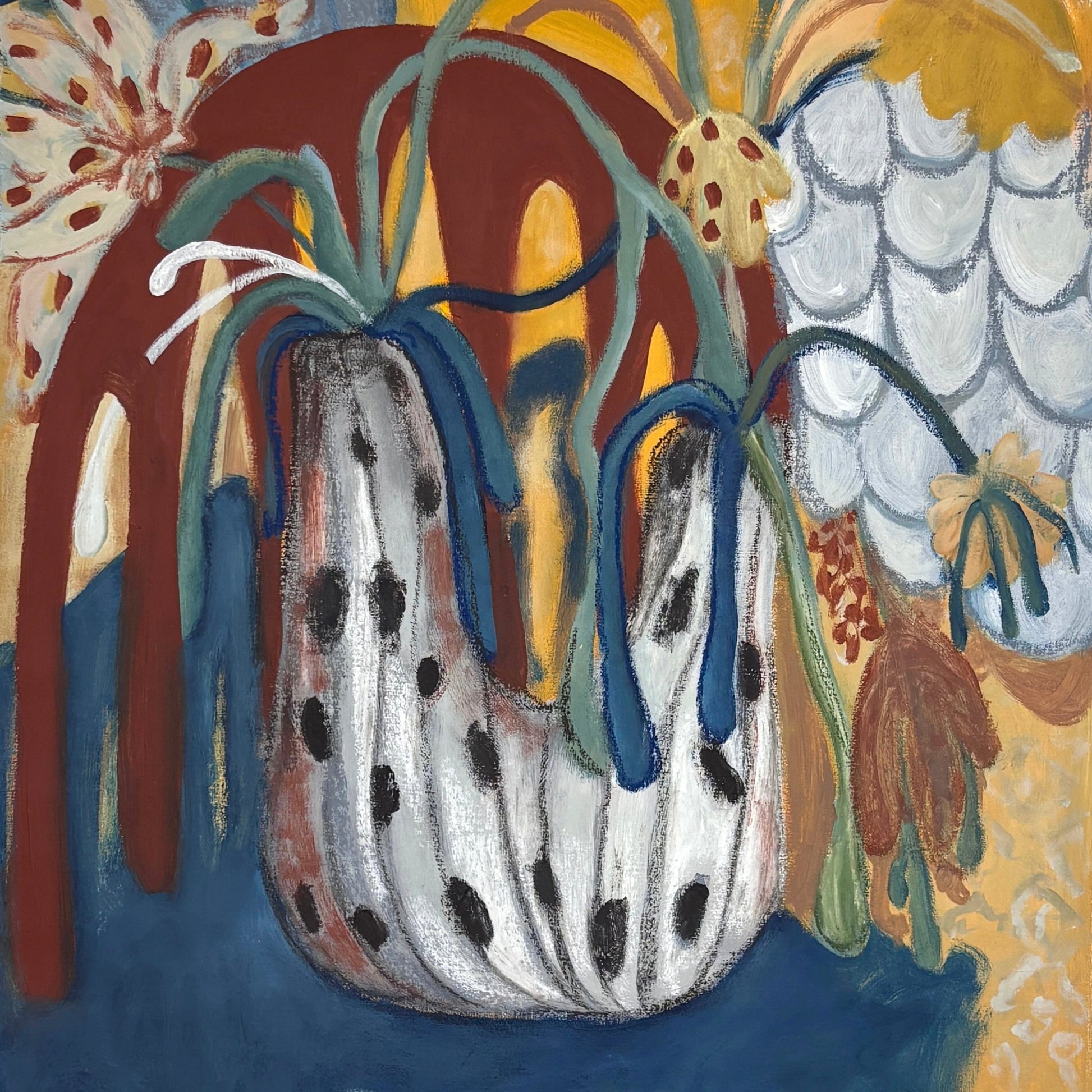Flowers, artwork by contemporary Ukrainian Artist Diana Ruban, closeup