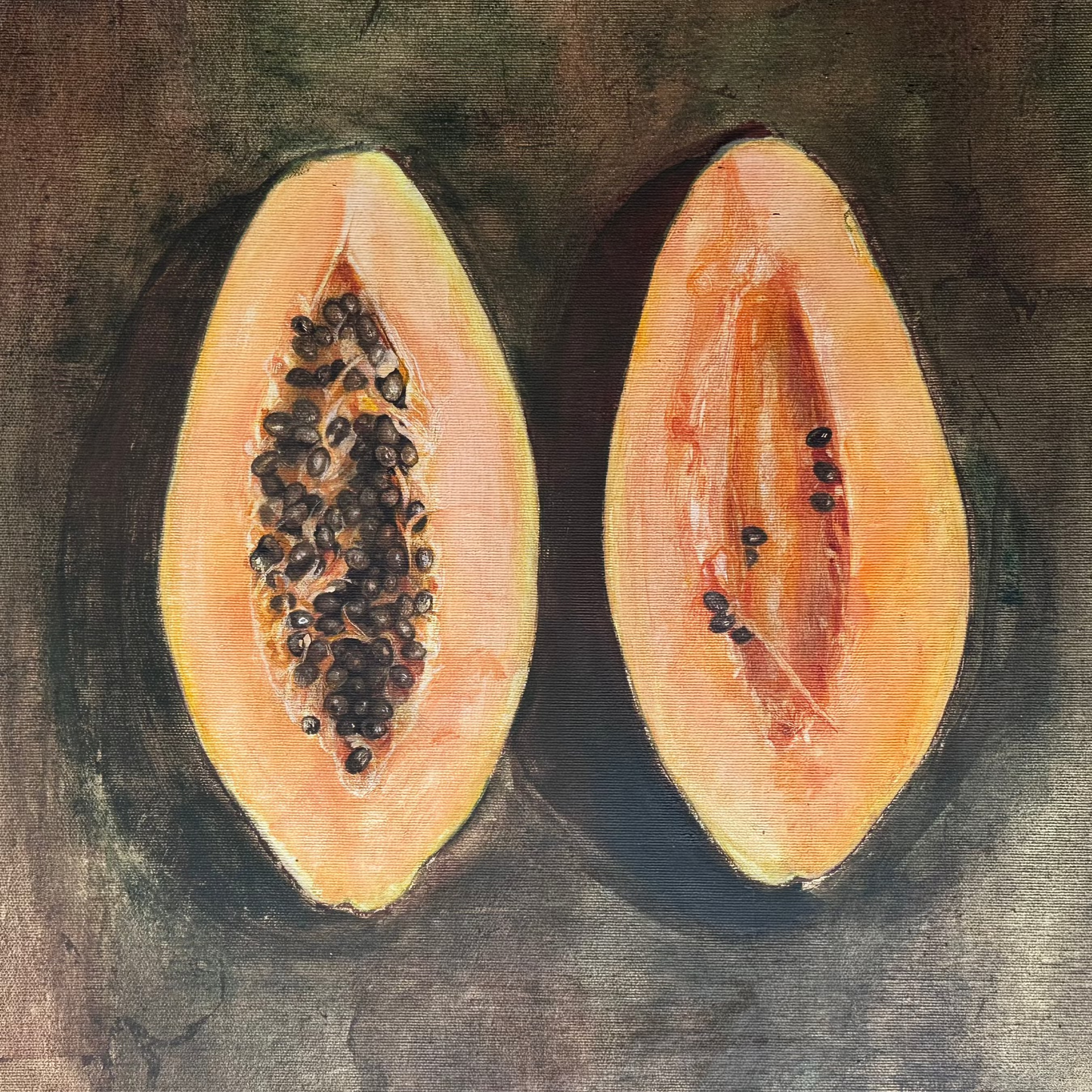 Halves, close up artwork by contemporary Ukrainian artist Tata Kolesnik