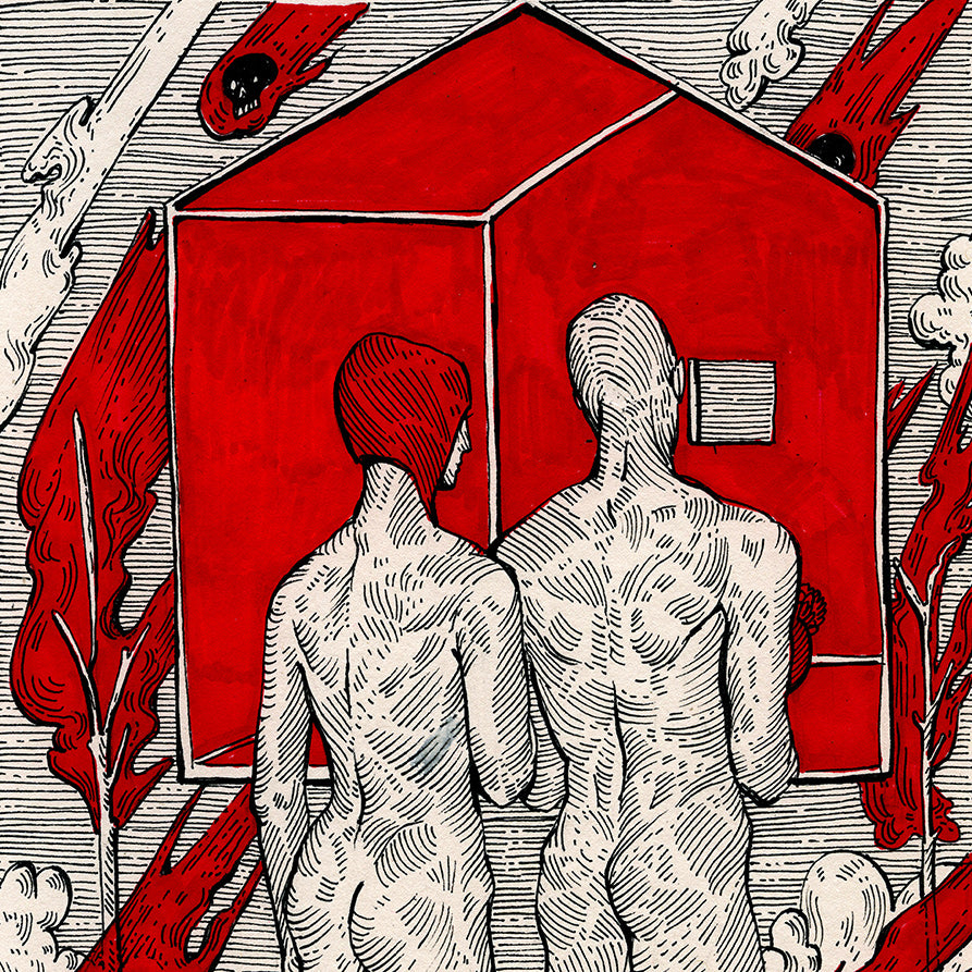 Blood series graphics by contemporary Ukrainian artist Ave Libertatemaveamor, closeup