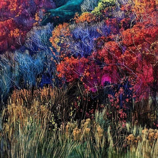 Magic Landscape III, close up of artwork by contemporary Ukrainian artist Polina Kuznetsova, closeup