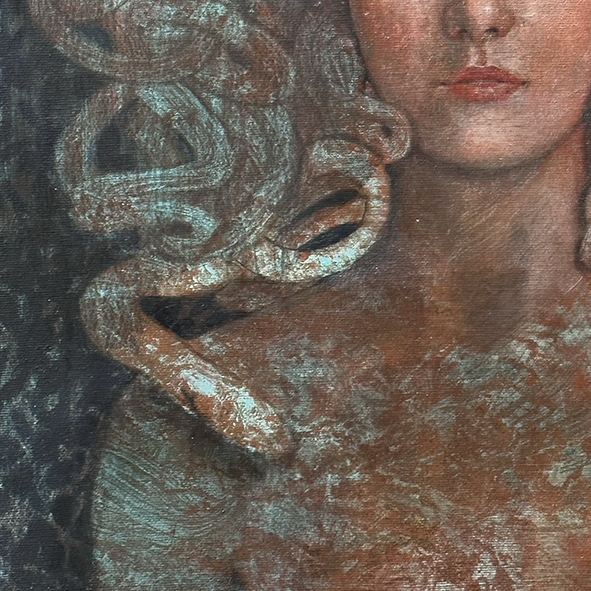 Medusa, close up 2, artwork by contemporary Ukrainian artist Tata Kolesnik