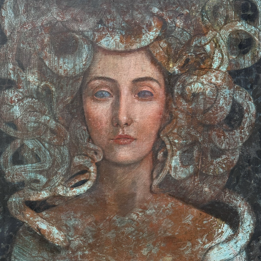 Medusa, close up, artwork by contemporary Ukrainian artist Tata Kolesnik