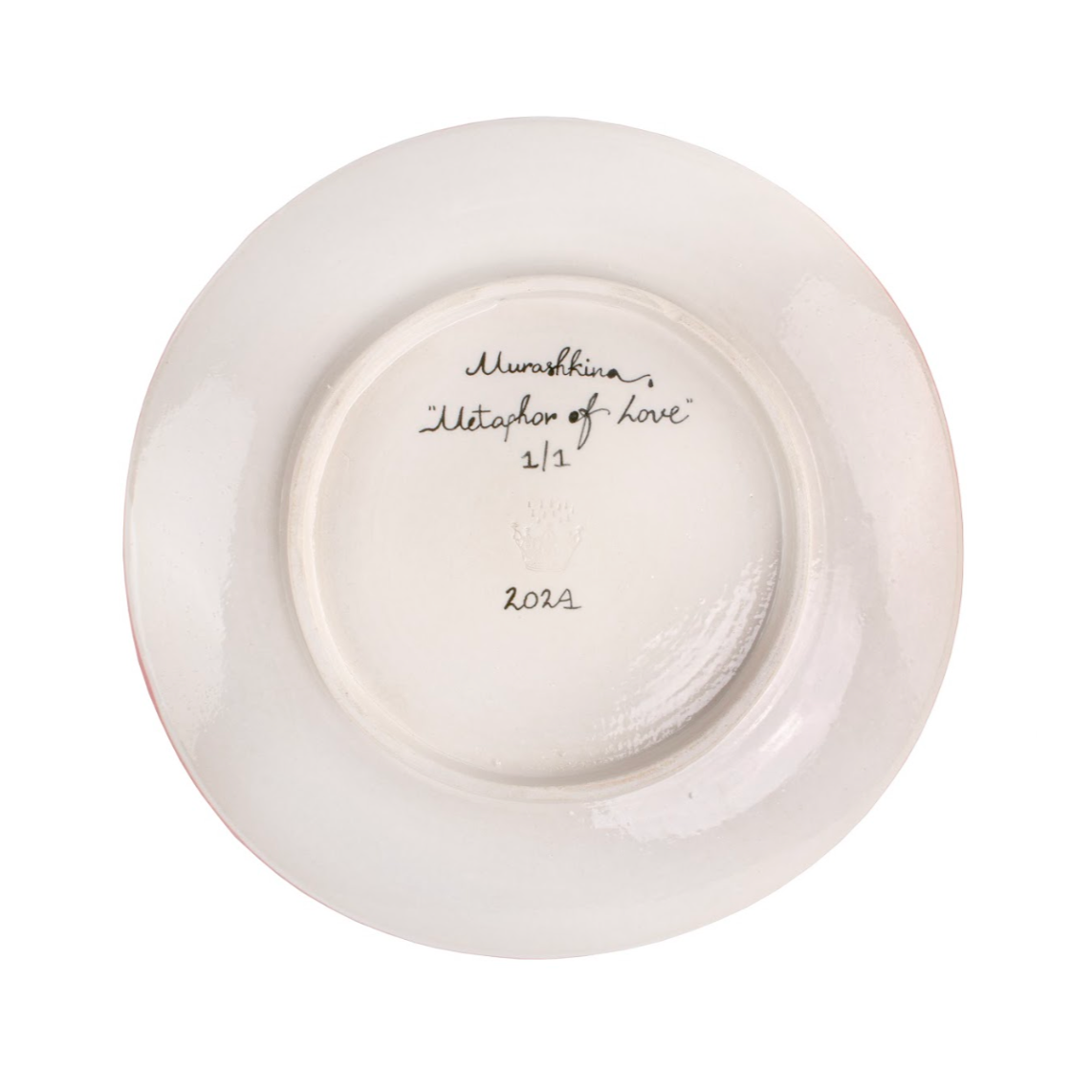 Metaphor of Love, Ceramic Plate by contemporary Ukrainian artist Nina Murashkina, back