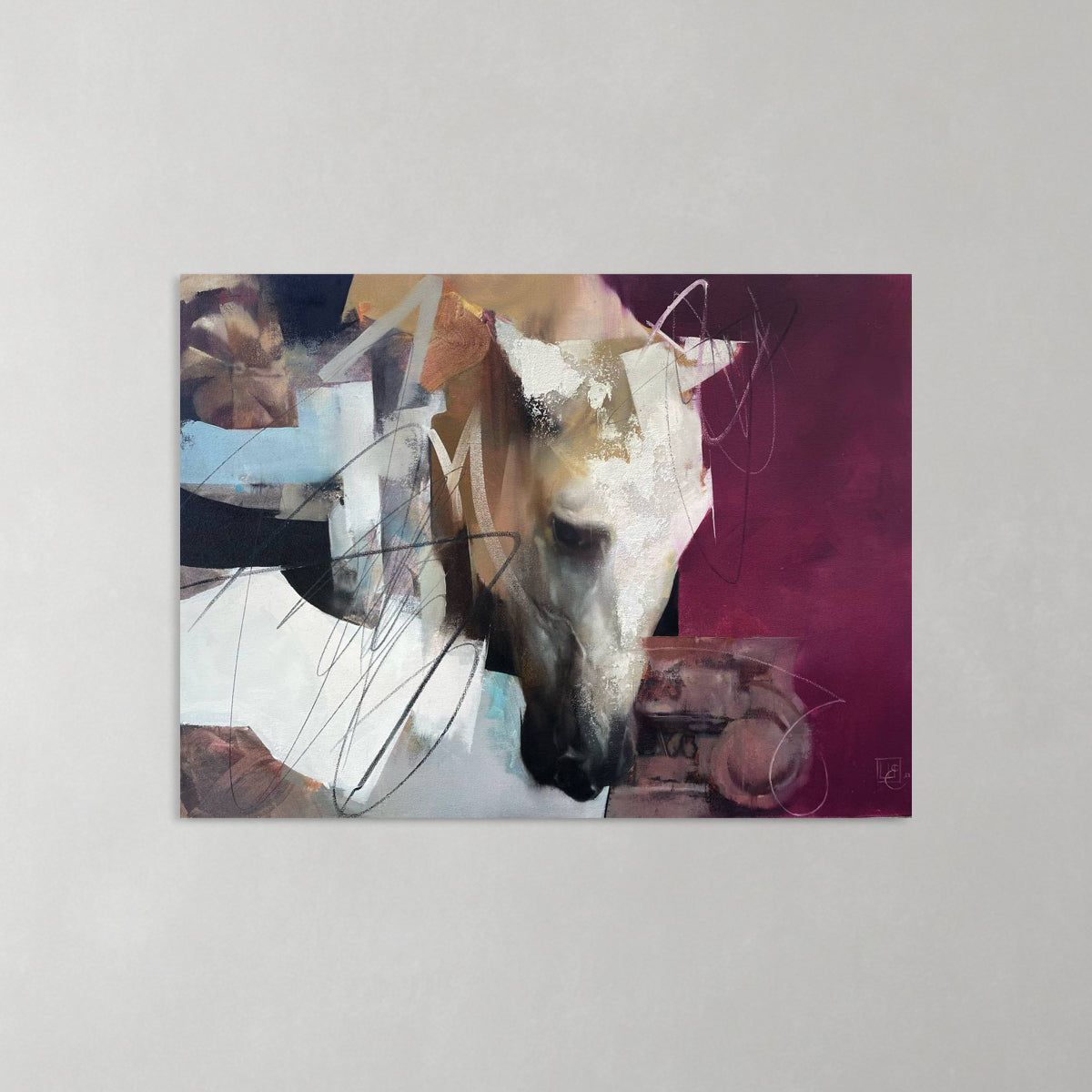 Mythological Totem, painting of horse, -by-contemporary Ukrainian artist Yevhenii Shapovalov