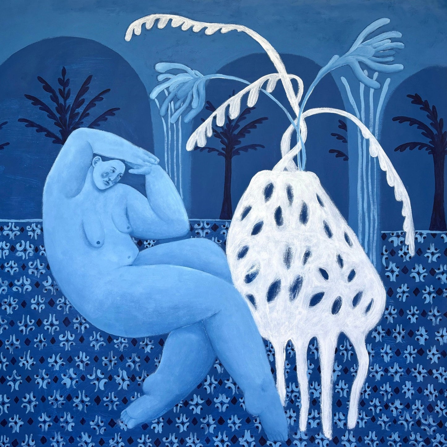 Night sky, artwork by contemporary Ukrainian Artist Diana Ruban, closeup