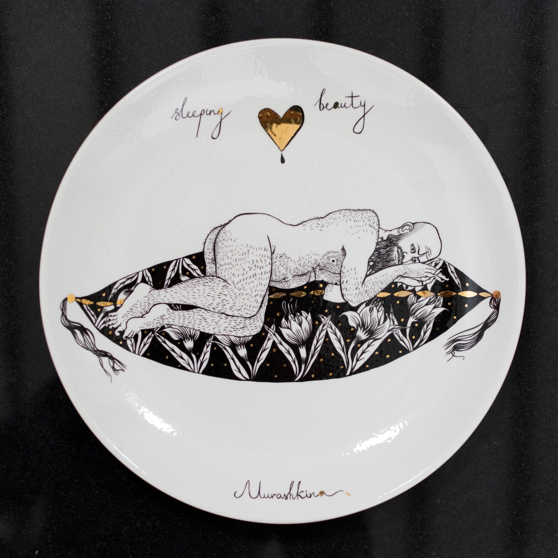 Sleeping beauty, Ceramic Plate by contemporary Ukrainian artist Nina Murashkina
