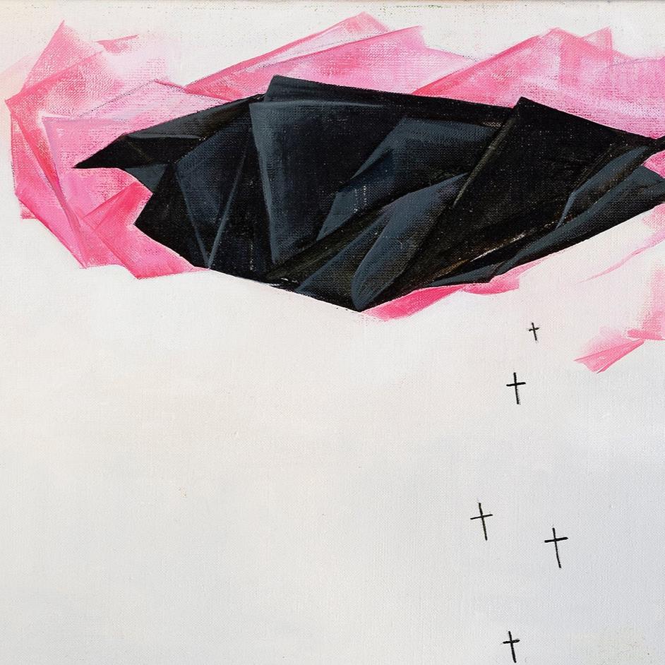 Close up view of artwork "Spring Landscape" by contemporary Ukrainian artist Polina Kuznetsova