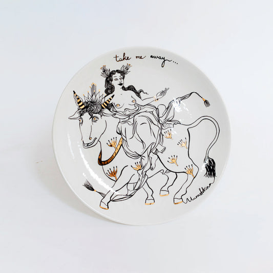 Take Me Away, Ceramic Plate by contemporary Ukrainian artist Nina Murashkina