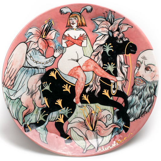 Take me away, Ceramic Plate by contemporary Ukrainian artist Nina Murashkina