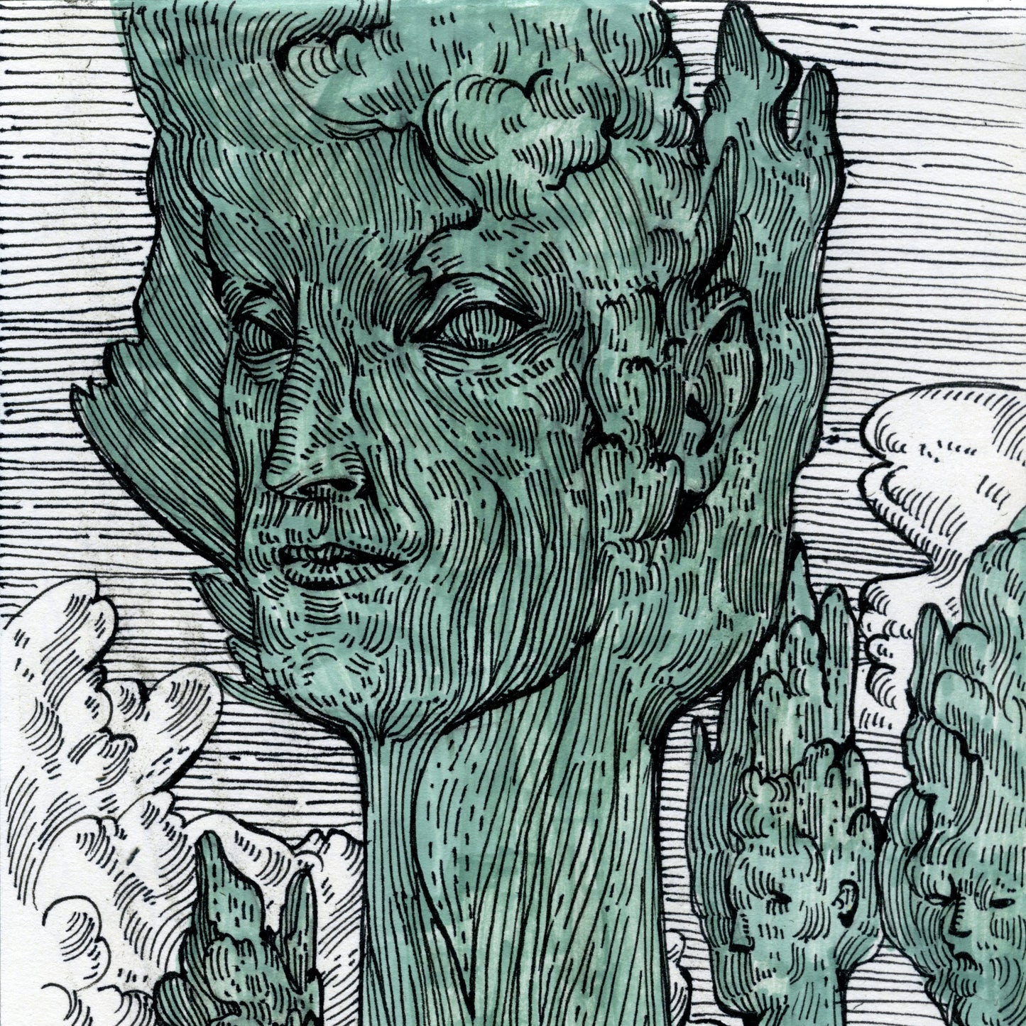 Trees, graphics by contemporary Ukrainian artist Ave Libertatemaveamor, close-up