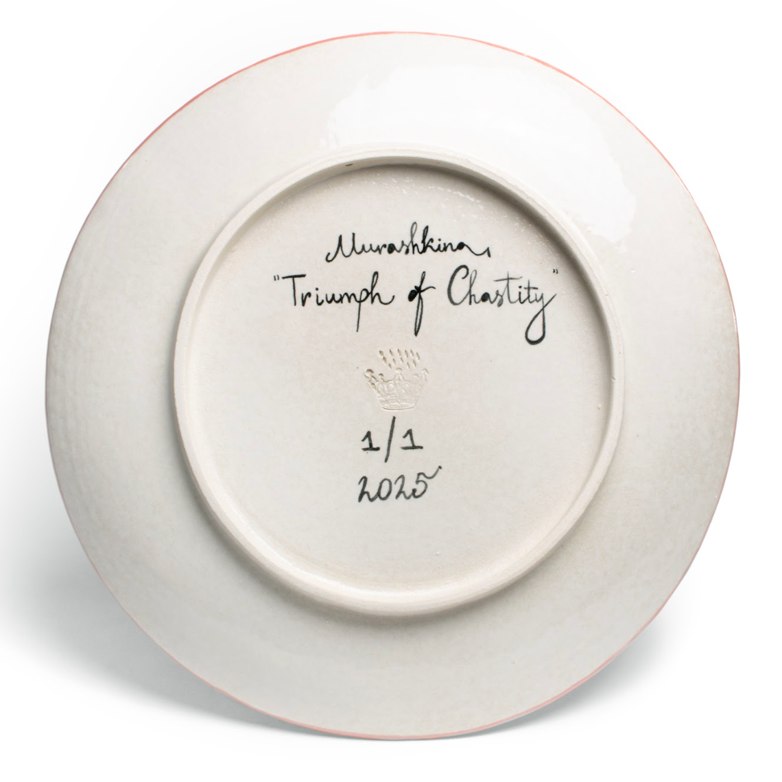 Triumph of Chastity, Ceramic Plate by contemporary Ukrainian artist Nina Murashkina, back
