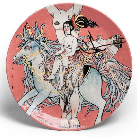 Triumph of Chastity, Ceramic Plate by contemporary Ukrainian artist Nina Murashkina