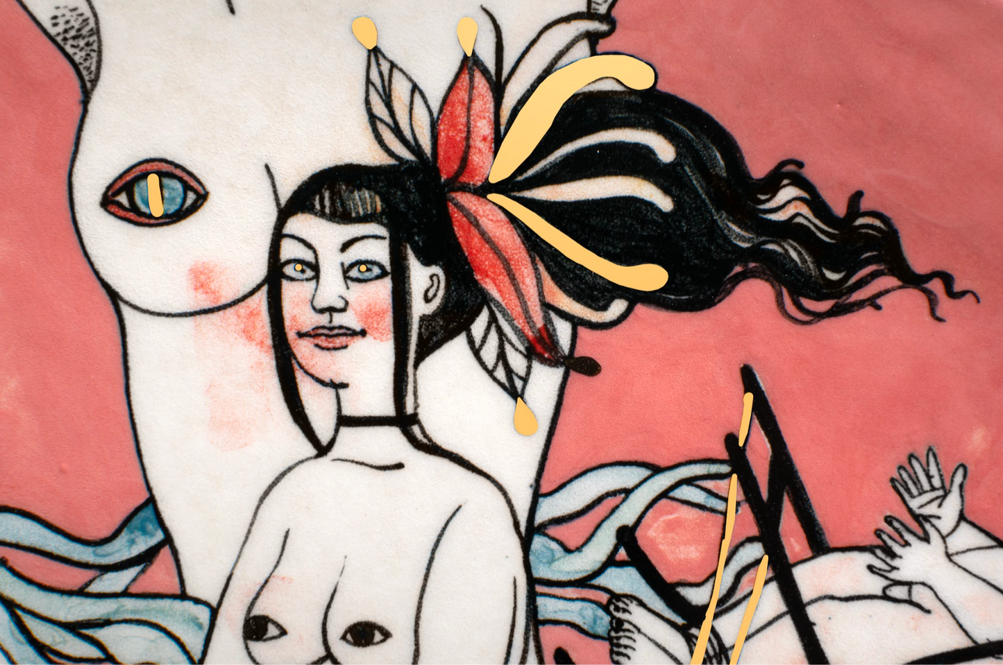 Triumph of Chastity, Ceramic Plate by contemporary Ukrainian artist Nina Murashkina, close-up 