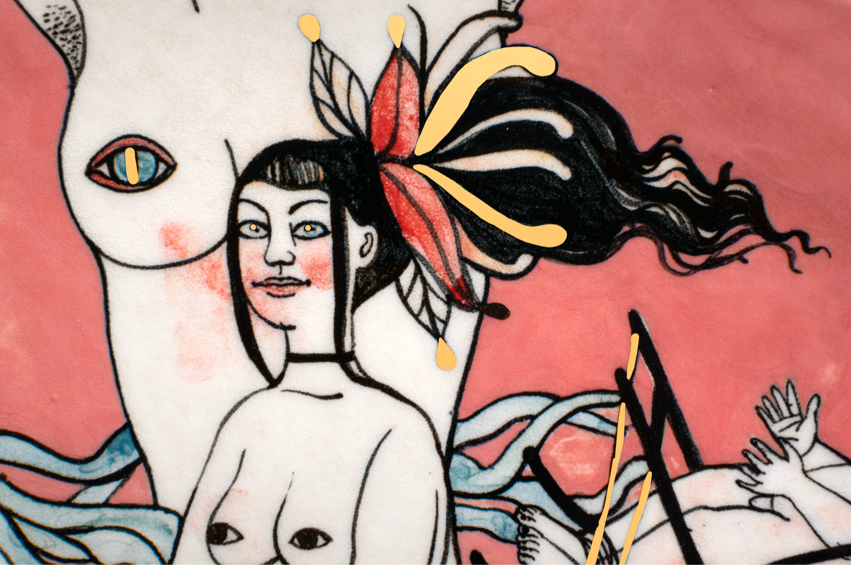 Triumph of Chastity, Ceramic Plate by contemporary Ukrainian artist Nina Murashkina, close-up 